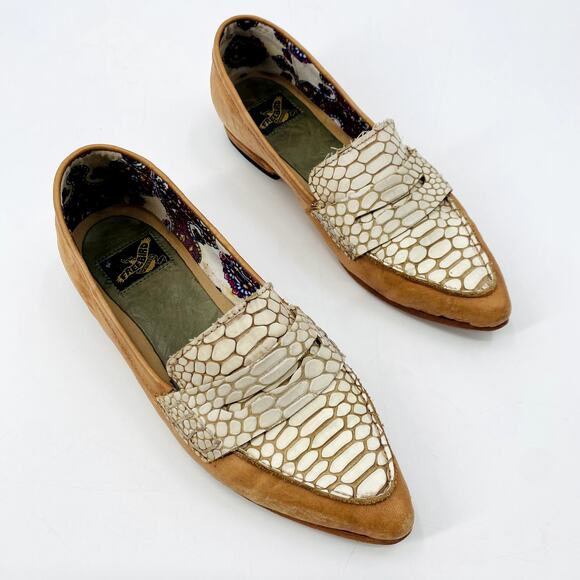 Freebird Echo Snakeskin Ivory Penny Loafers